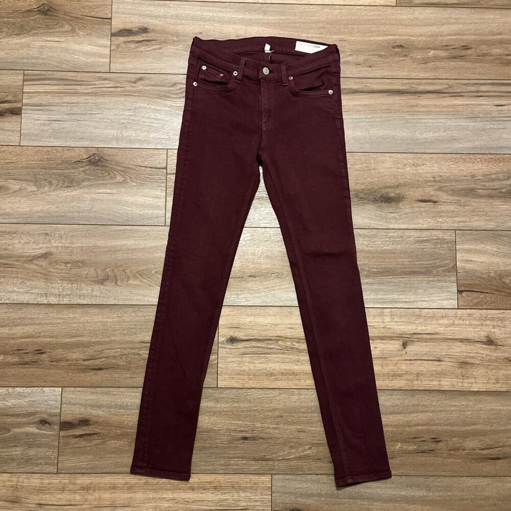 Rag & Bone Skinny Ankle Jeans SZ 27 Maroon Red Stretch Denim Mid Rise